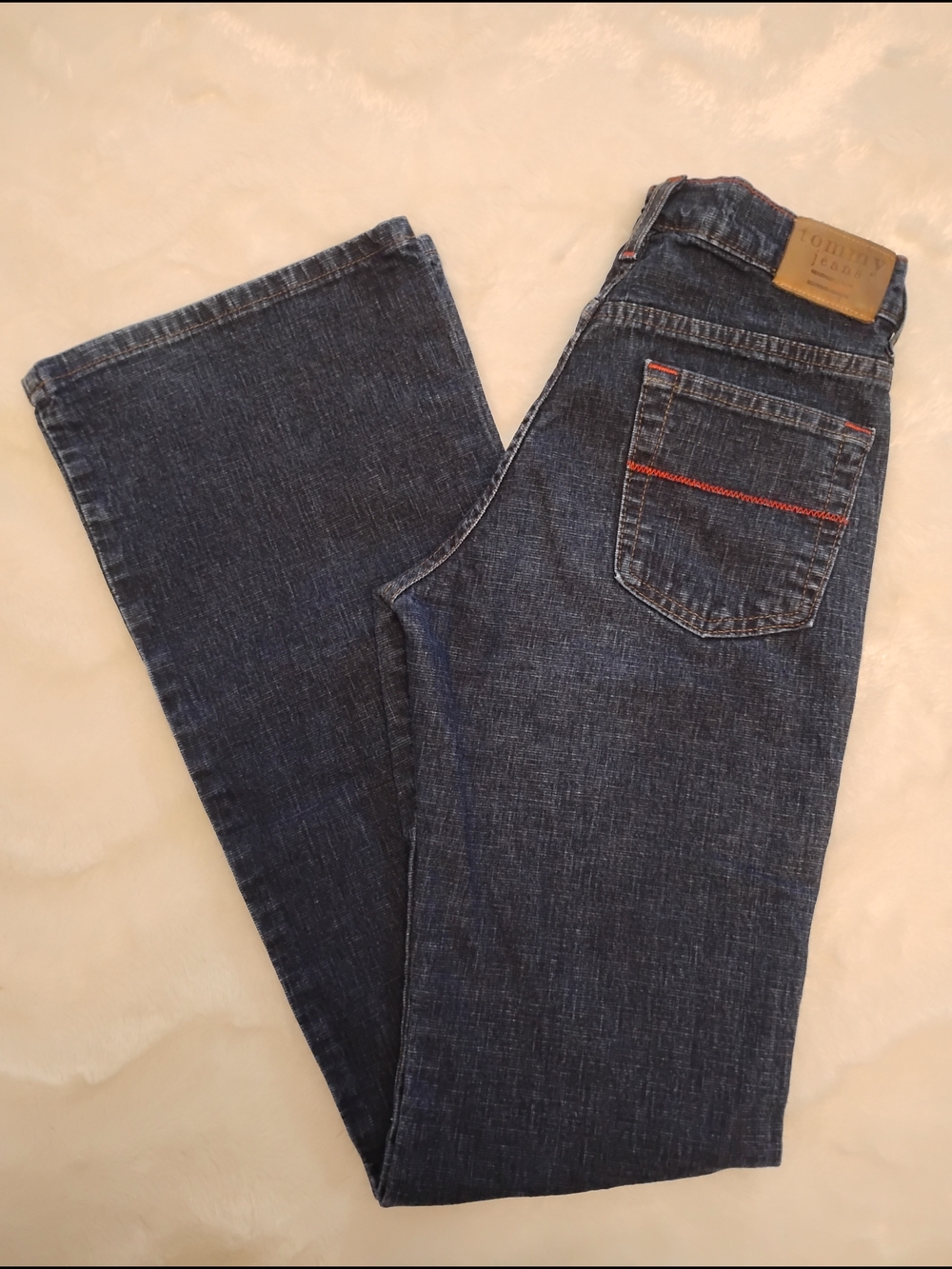 Tommy Hilfiger Dark Blue Euro Flare Jeans with Red Stitch Detail